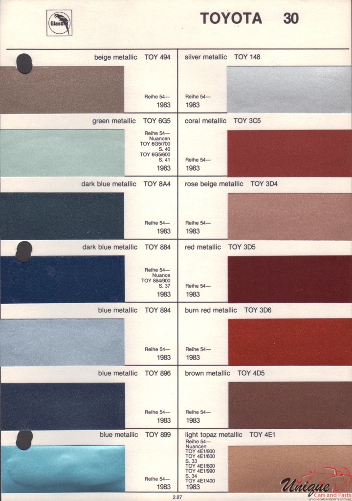 1983 Toyota Paint Charts Glasurit 3